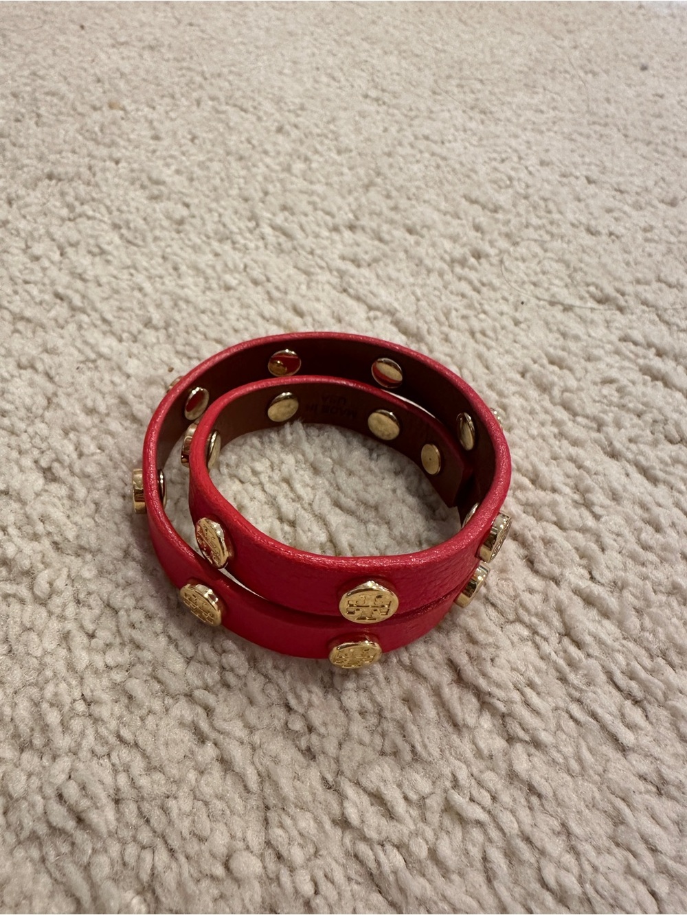 Tory Burch Red Logo Double Wrap Bracelet